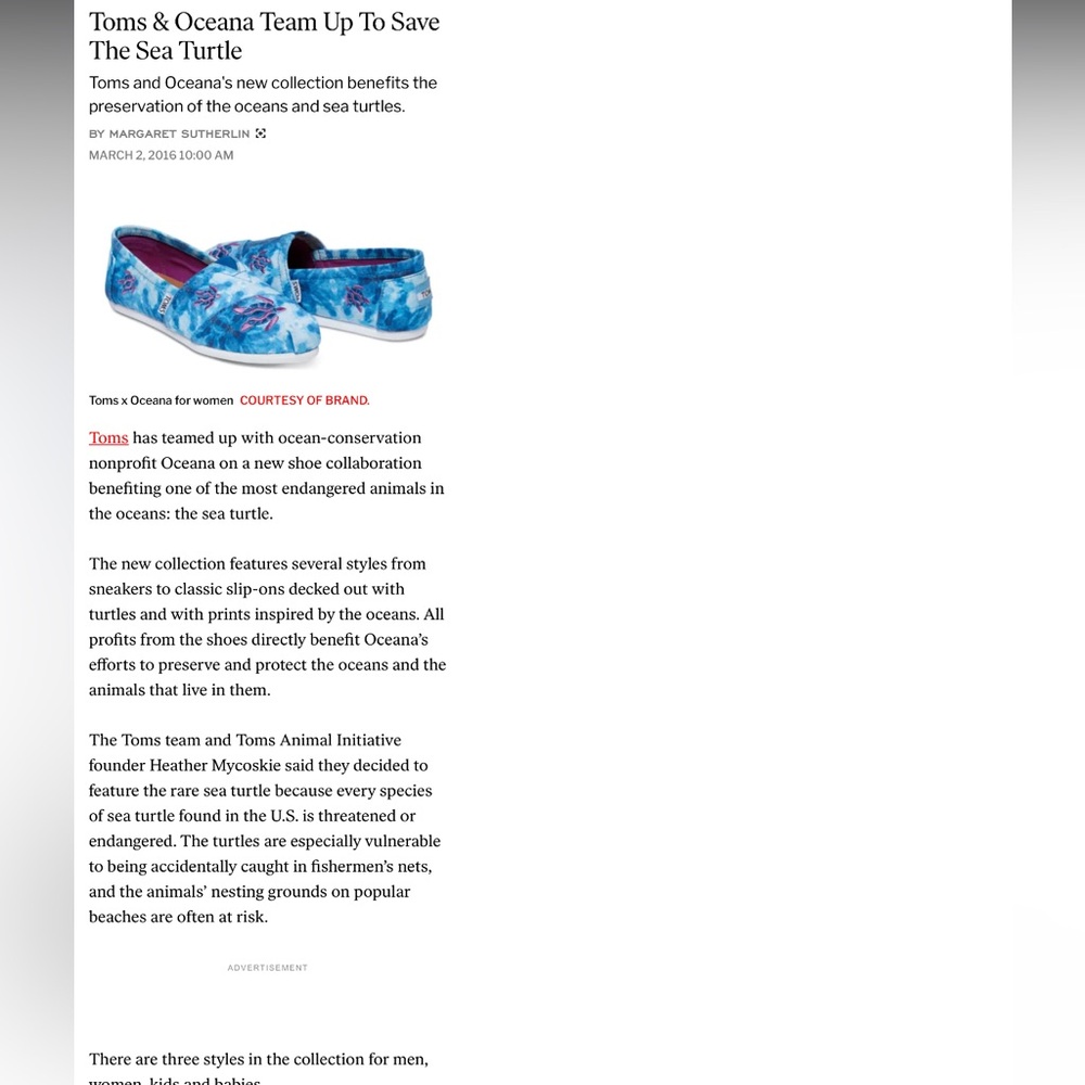 Toms Kids Slip On‎ Alpargata Flats Size T4 Tie Dye Blue Purple Oceana Turtle - Picture 11 of 11